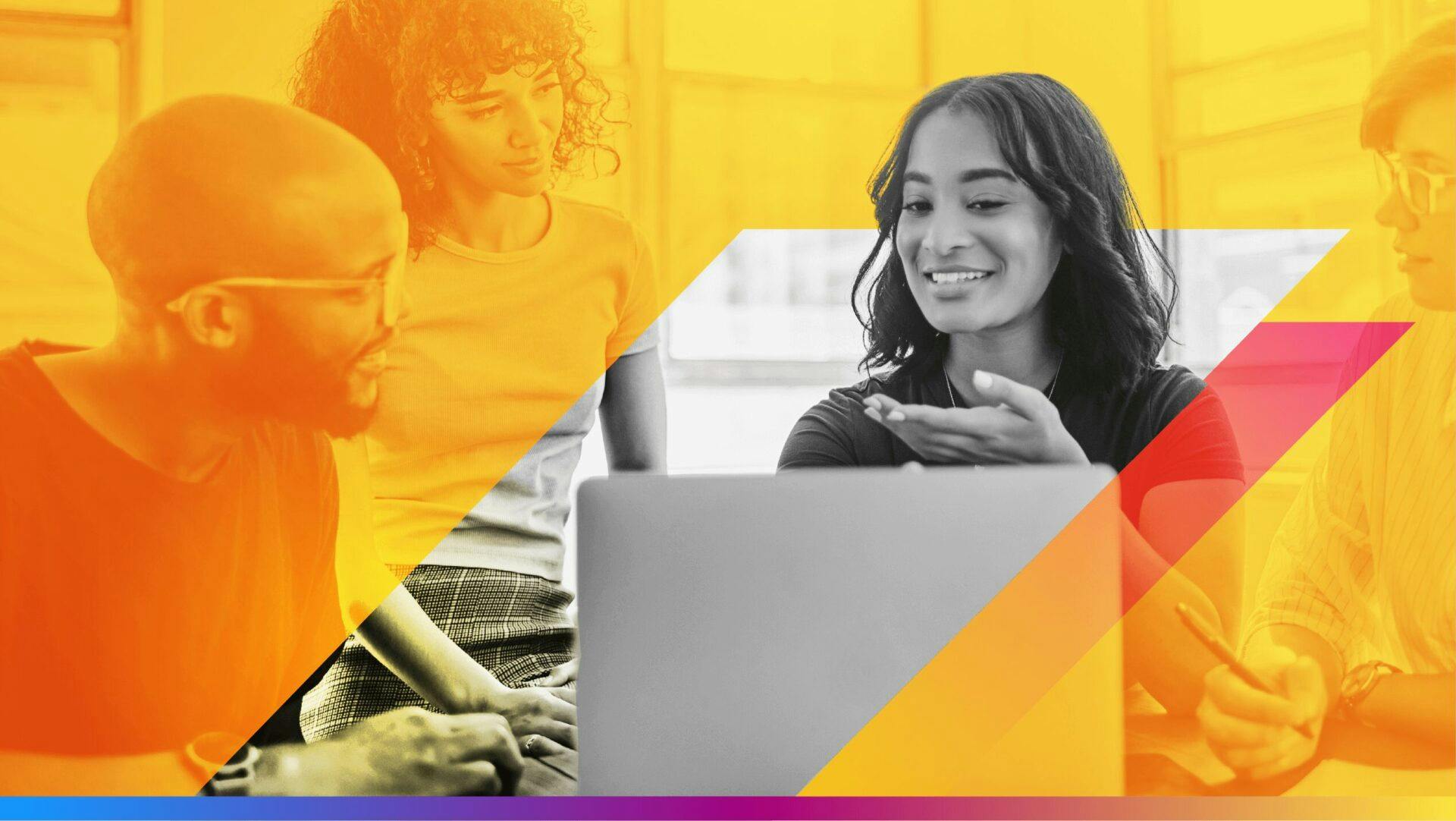 people at office with a laptop- featured image for AI agents in email marketing article