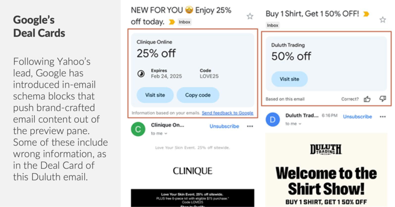 Screenshot of Google's Deal Cards