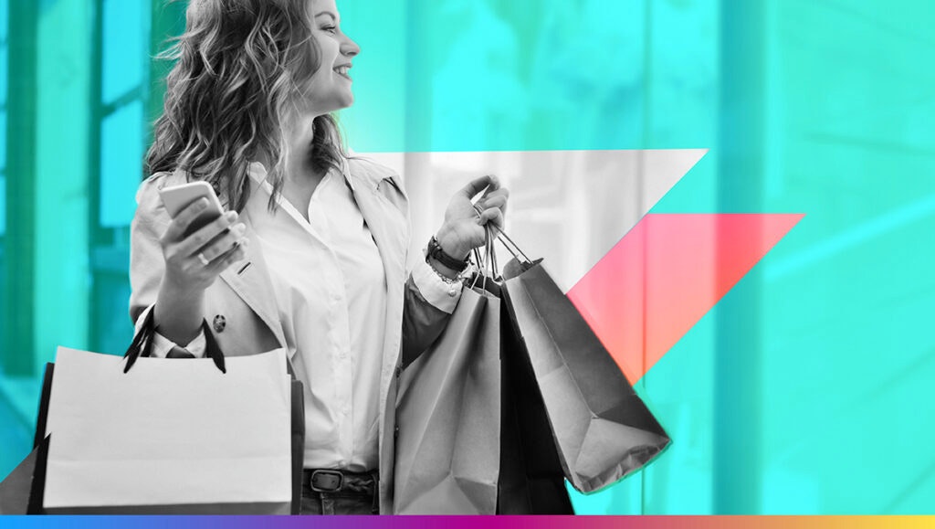 person with shopping bags to promote holiday 2025