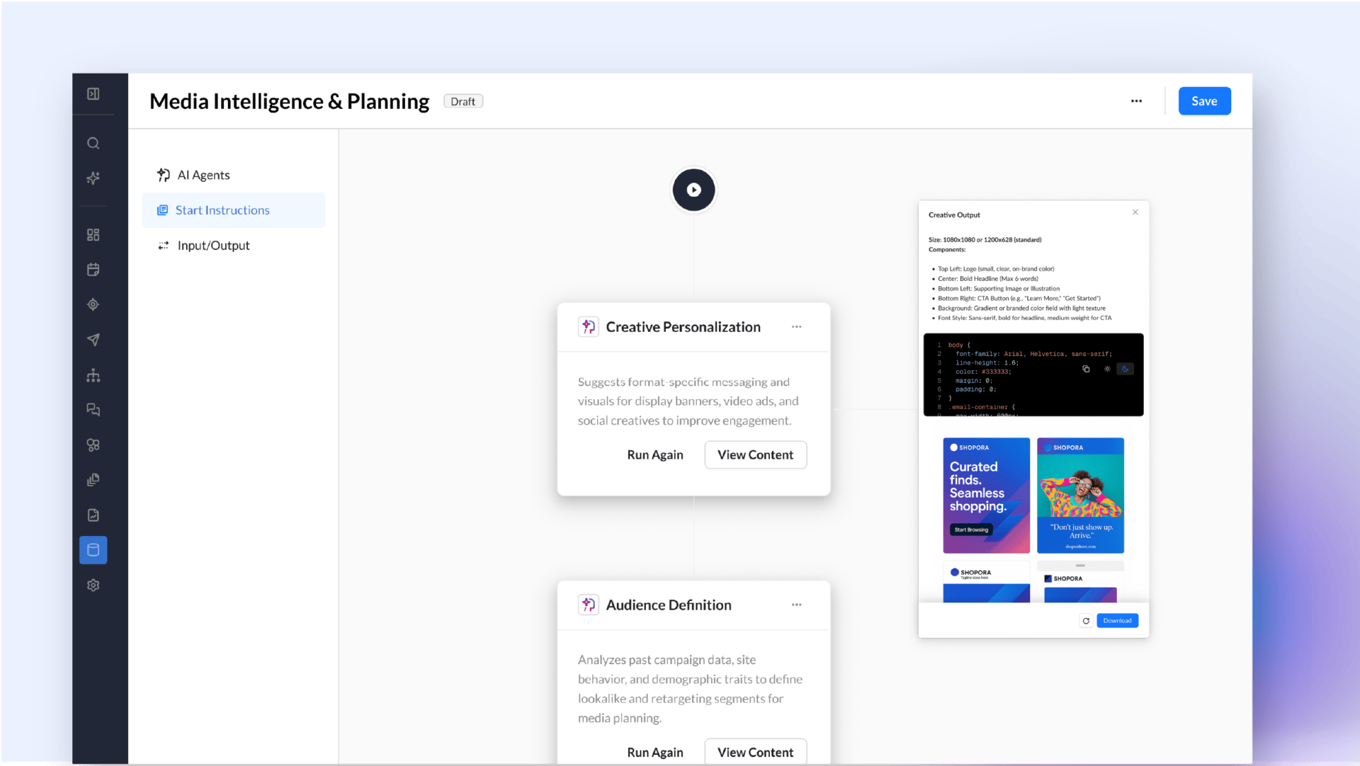 Screenshot of Zeta's Agentic Workflows